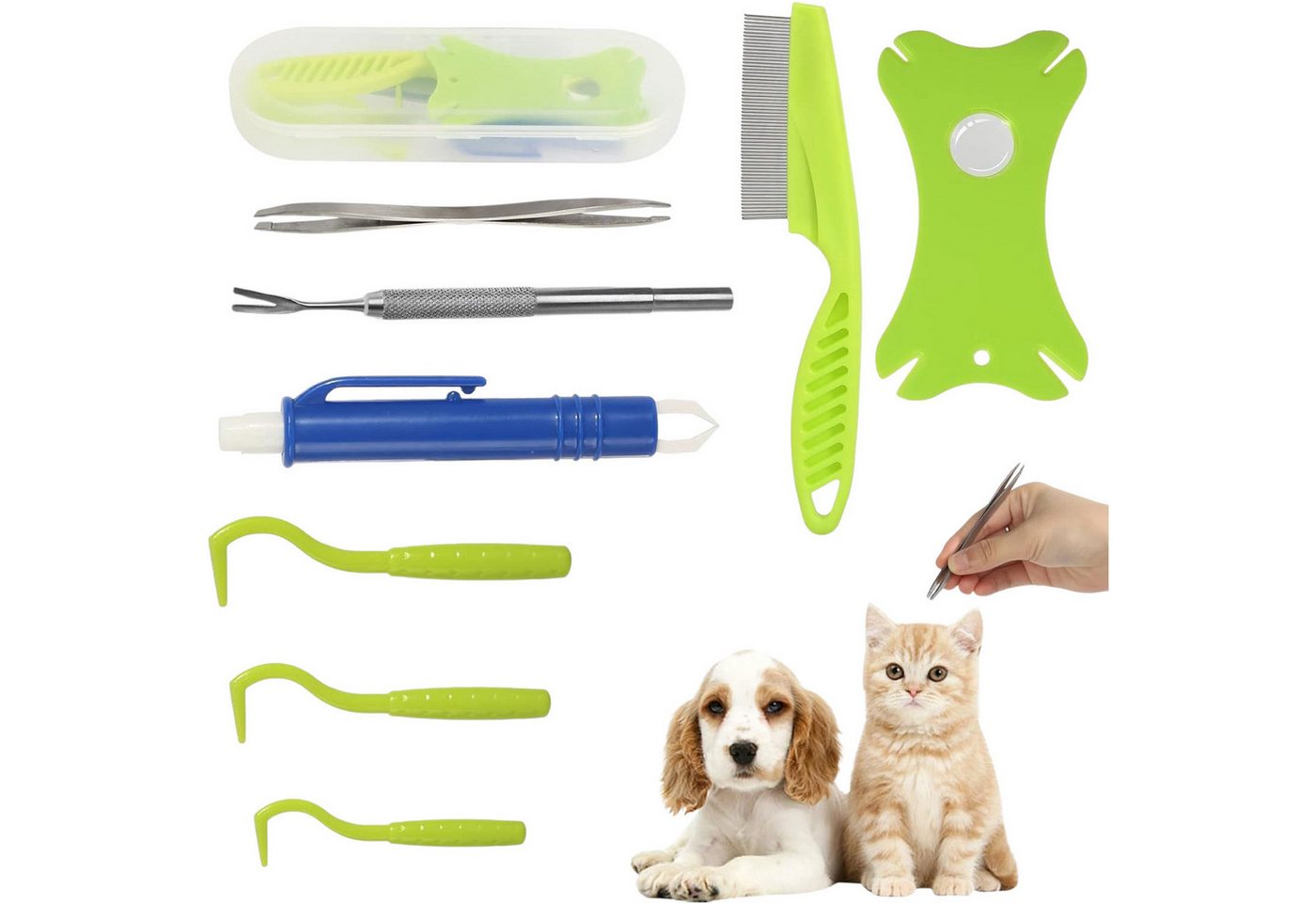 Refttenw Zeckenpinzette Zeckenentferner Set mit Lupe,Zeckenzange für Katzen und Hunde,9 Stück Refttenw Zeckenpinzette Zeckenentferner Set mit Lupe,Zeckenzange für Katzen und Hunde,9 Stück von Refttenw
