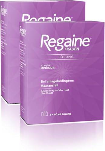 REGAINE Frauen Lösung: Mit 20 mg/ml Minoxidil bei erblich bedingtem Haarausfall, stoppt den erblich bedingten Haarausfall und regt neues Haarwachstum an, 6-Monats-Vorrat, 2 Packungen je 3 x 60 ml von Regaine