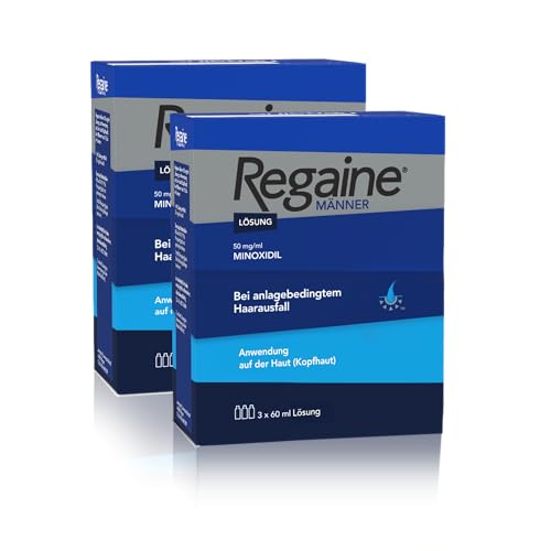 REGAINE Männer Lösung: Mit 50 mg/ml Minoxidil (5%) bei erblich bedingtem Haarausfall, 6-Monats-Vorrat, 2 Packungen je 3 x 60 ml von Regaine