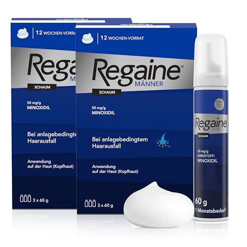 REGAINE Männer Schaum: 6-Monats-Vorrat mit 50 mg/g Minoxidil, regt das Haarwachstum an und stoppt Haarausfall bei Männern, 2 x 3 x 60 g von Regaine