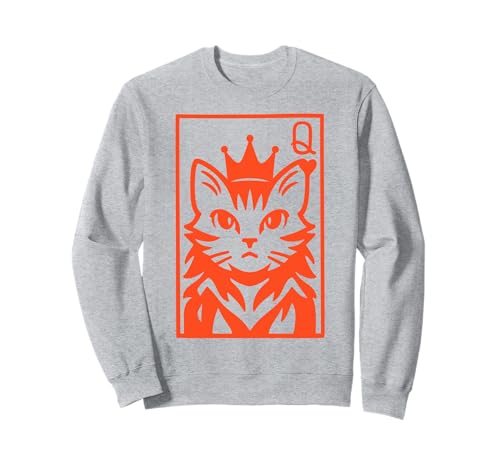 Queen of Hearts Katzenkrone Pokerkarte Frauen Sweatshirt von Regal Cat Lover Playing Card Apparel