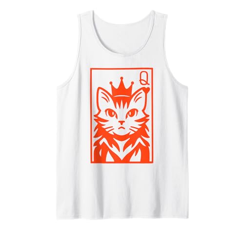 Queen of Hearts Katzenkrone Pokerkarte Frauen Tank Top von Regal Cat Lover Playing Card Apparel