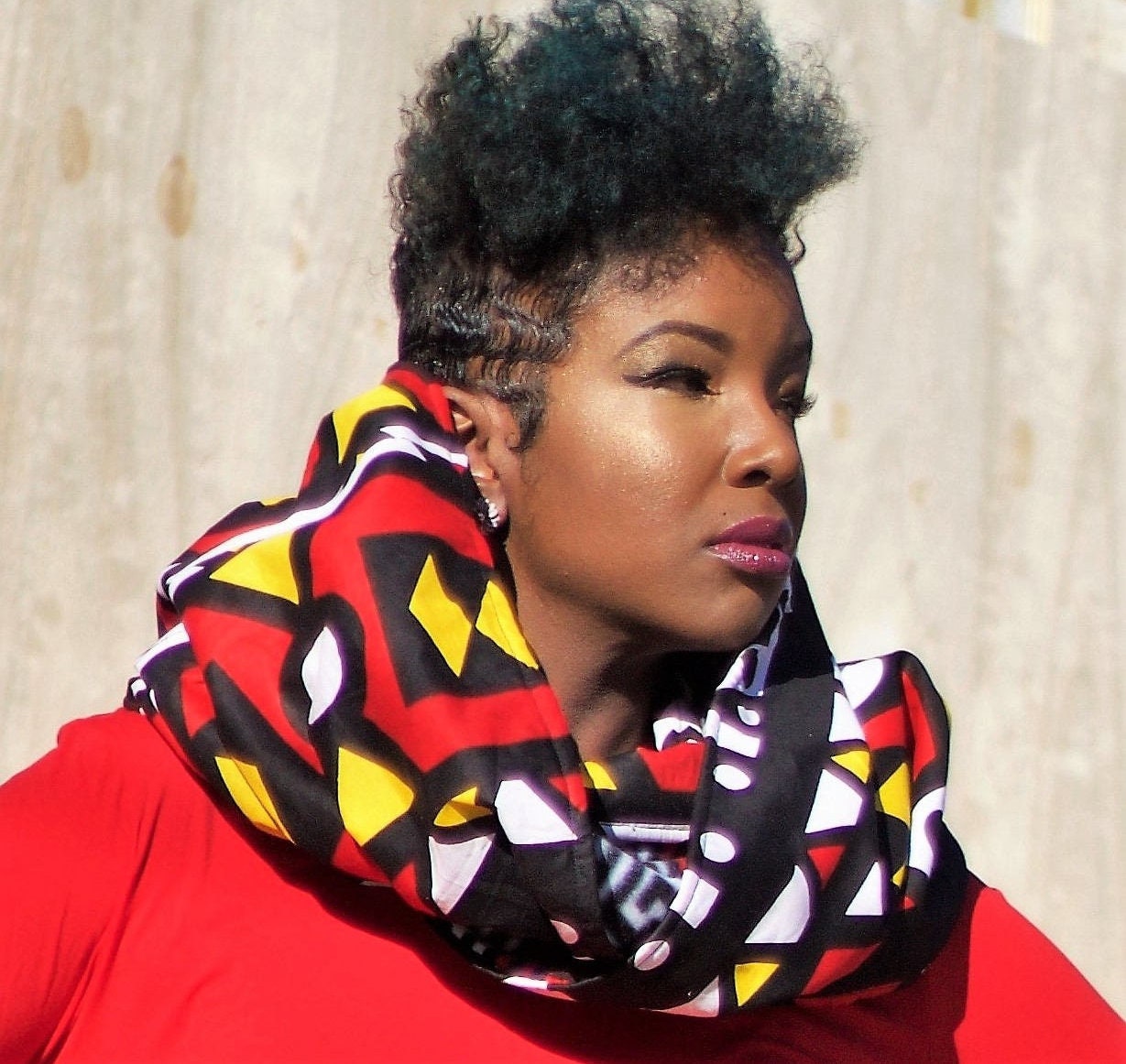 Unisex Wende Ankara Und Fleece Gefütterter Infinity-Schal Foulard D'hiver, Schleife Snood von RegalClothes