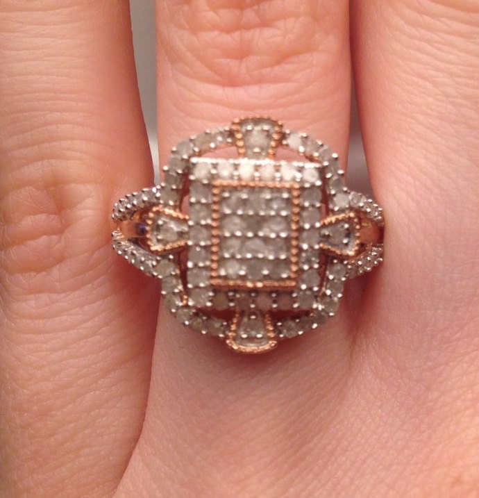 Vintage Diamant Ring 14K Weiß Roségold Über Sterling Silber Größe 7 Geschenk Für Einzigartige Verlobung, Hochzeit, Versprechen von RegalRings