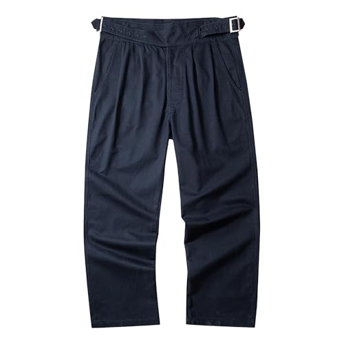 Gurkha Hose Herren Baumwolle Retro Flat Front Chino Gerade Hose 2025 Sommerhose Blau XX-Large von RegaliaKun