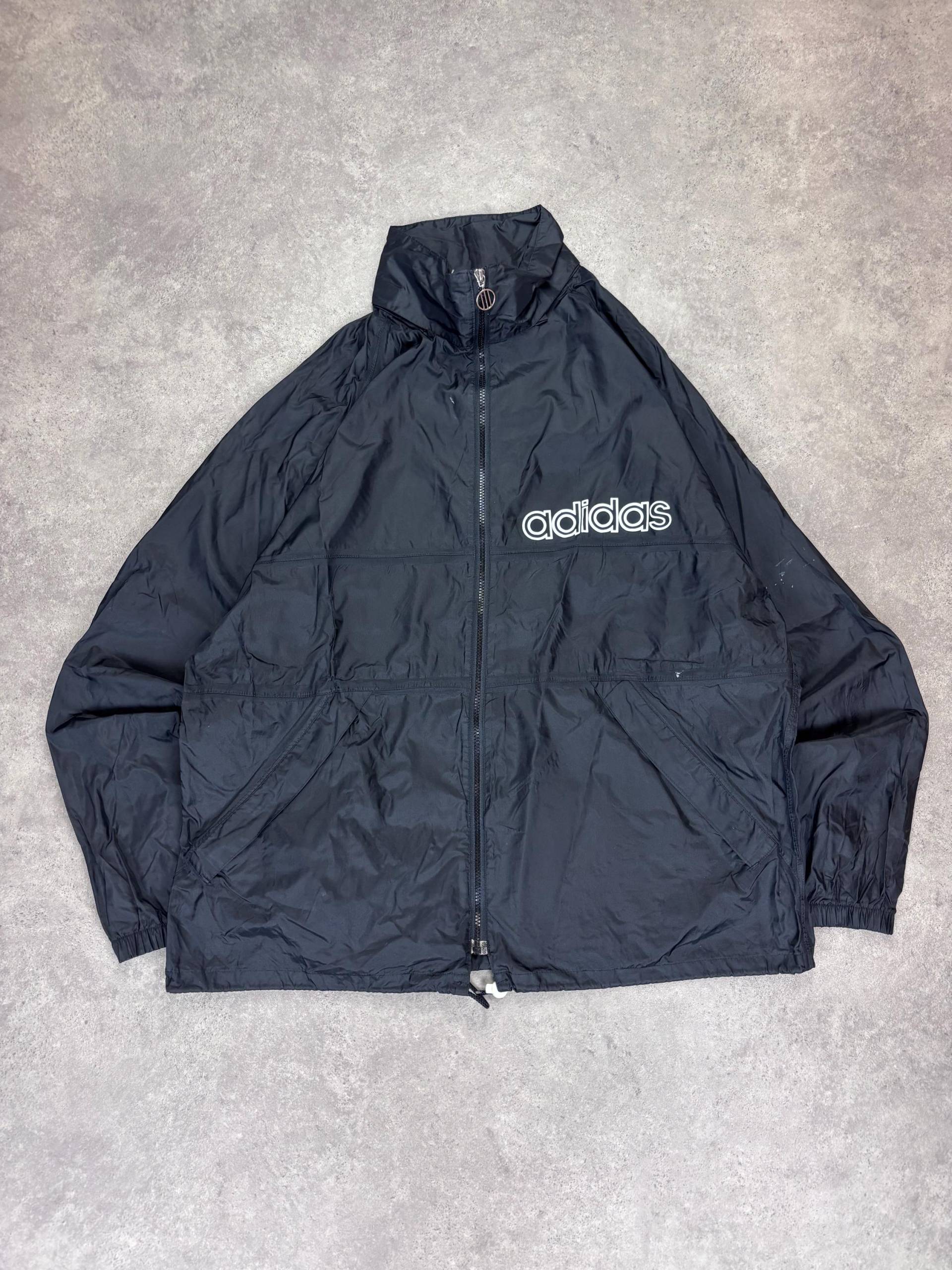 Adidas Windbreaker Schwarz Xl | Vintage 90S Trackjacket With Backprint Adidas Collection Trefoil Logo von RegardezVintage