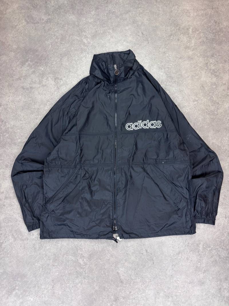 Adidas Windbreaker Schwarz Xl | Vintage 90S Trackjacket With Backprint Adidas Collection Trefoil Logo von RegardezVintage