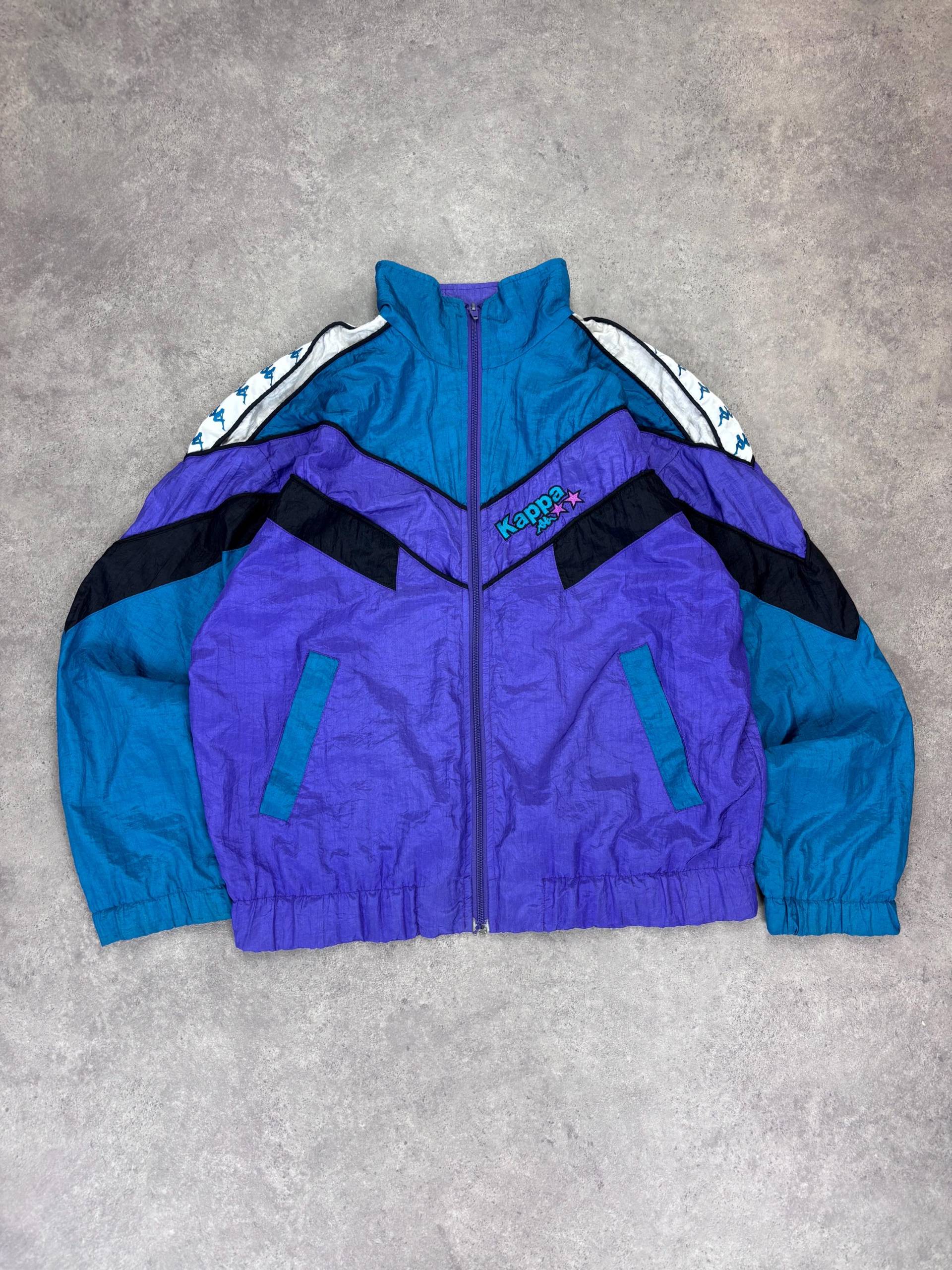 Kappa Track Jacket Purple Blue S | Vintage 90S 80S Rare Windbreaker Crazy Pattern Festival Y2K Streetwear Gift For Him/Her Kappa Track Jacket Purple Blue S | Vintage 90S 80S Rare Windbreaker Crazy Pattern Festival Y2K Streetwear Gift For Him/Her von RegardezVintage