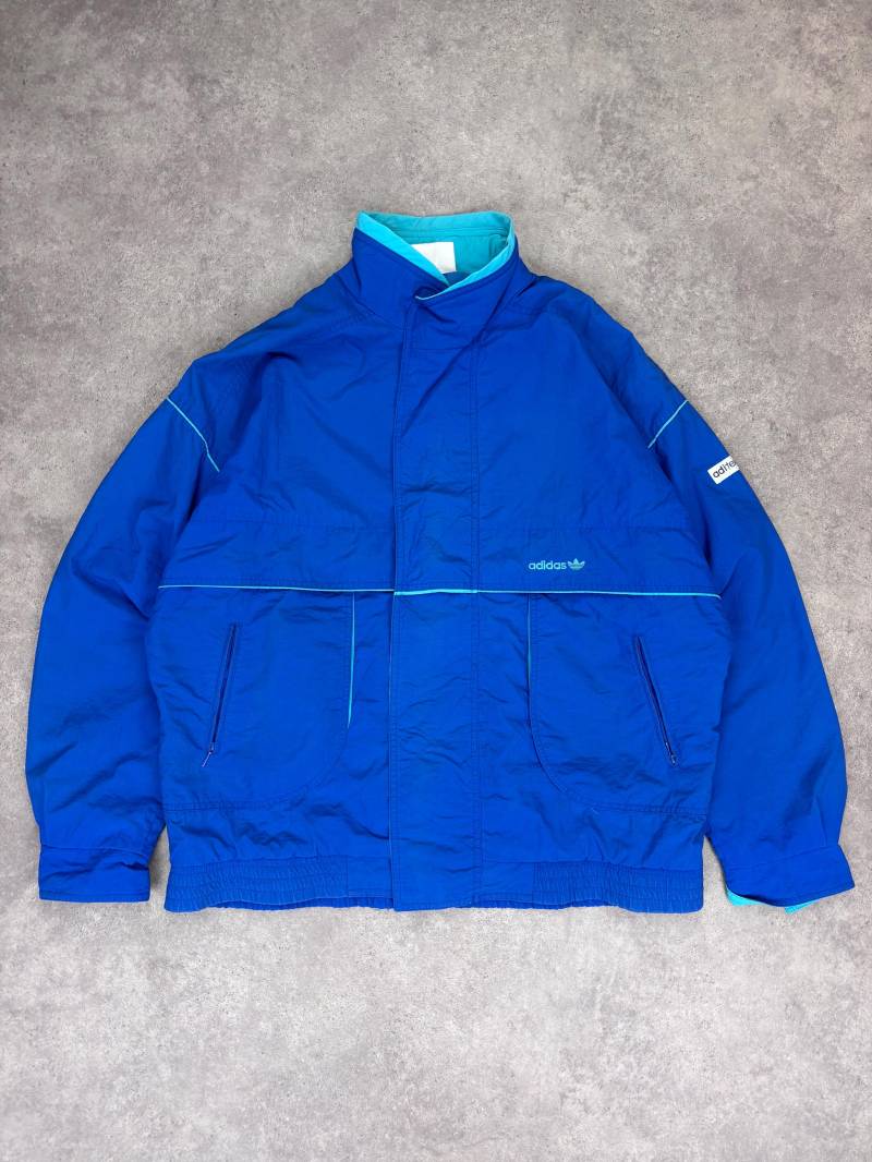 Vintage 80S Adidas Aditex Jacket - Blue Men's Retro Windbreaker Waterproof Track Size L von RegardezVintage