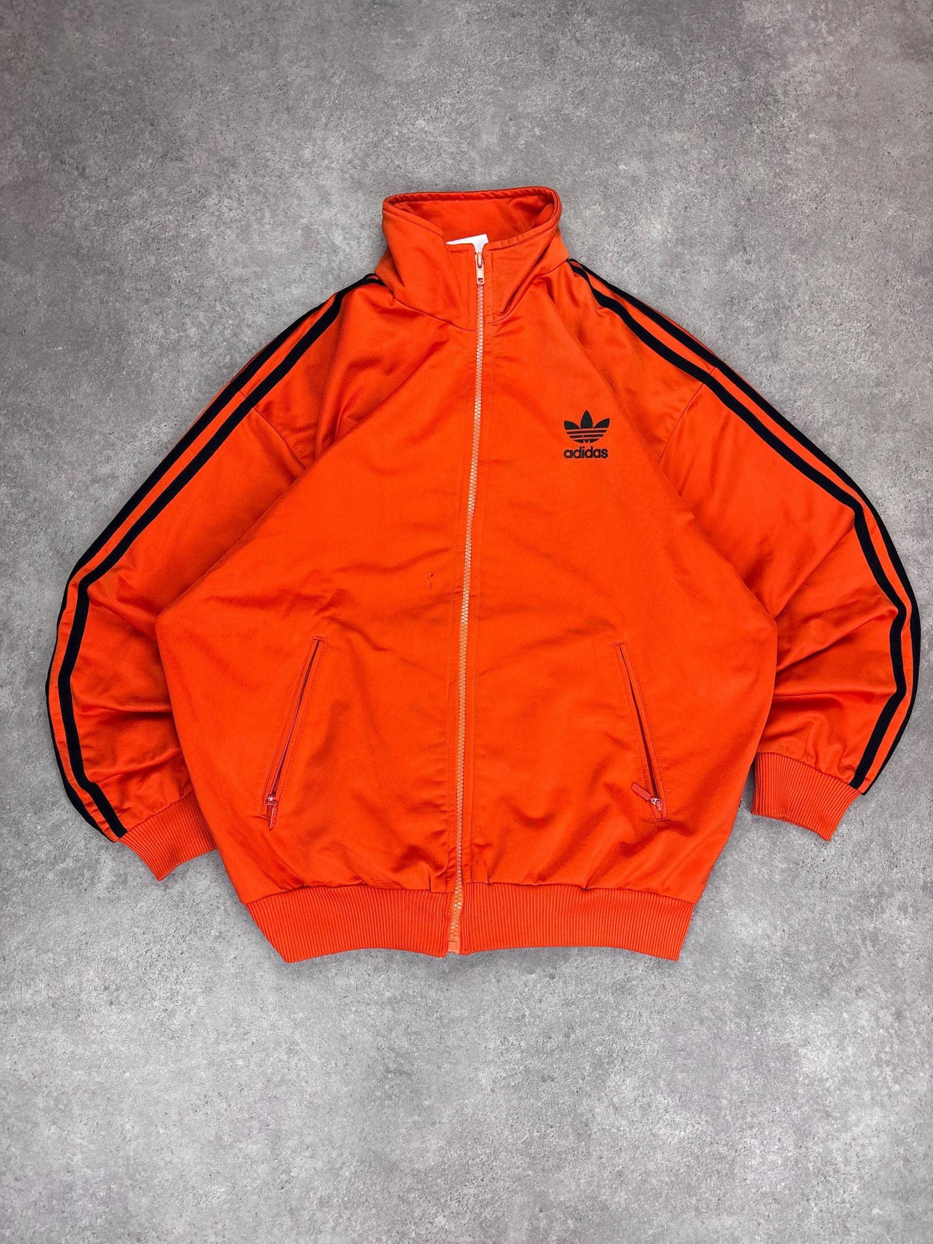 Vintage 80S Adidas Firebird Track Jacket Orange - Size S | Trefoil Logo Retro Sportswear Unisex Streetwear Classic Zip-Up Top von RegardezVintage