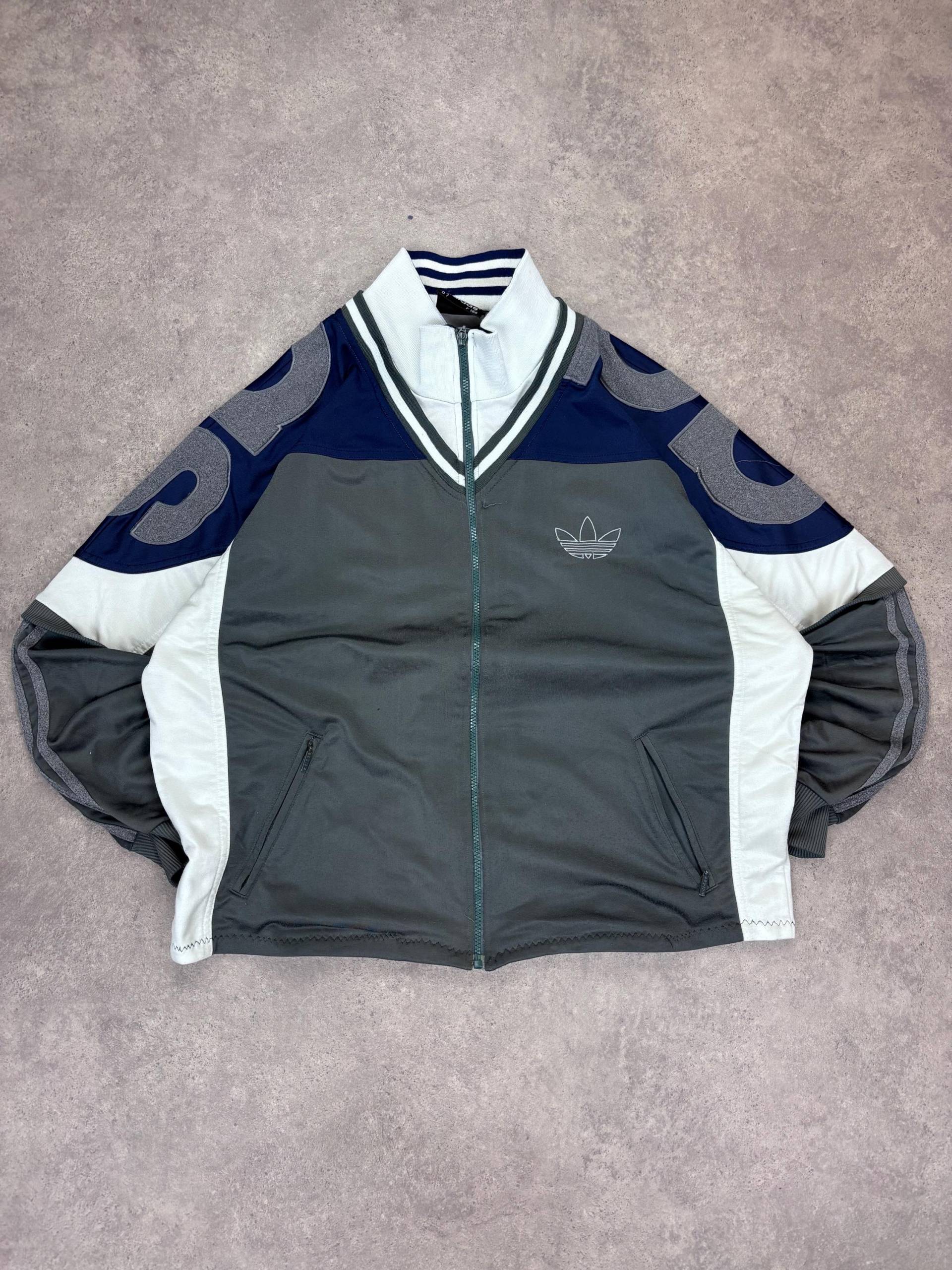 Vintage 80S Adidas Track Jacket Gray Blue White | Retro Trefoil Logo Windbreaker Unisex Streetwear Sportswear Size L von RegardezVintage