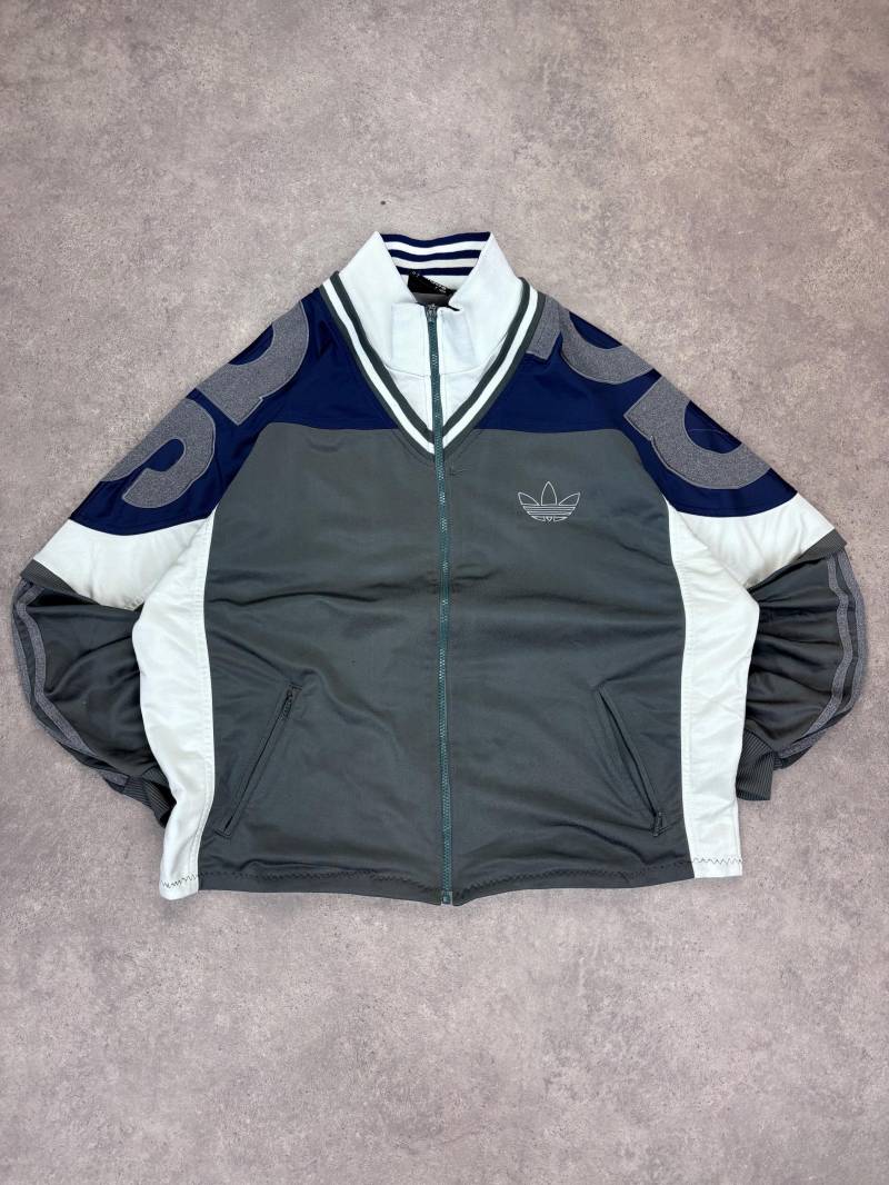 Vintage 80S Adidas Track Jacket Gray Blue White | Retro Trefoil Logo Windbreaker Unisex Streetwear Sportswear Size L von RegardezVintage
