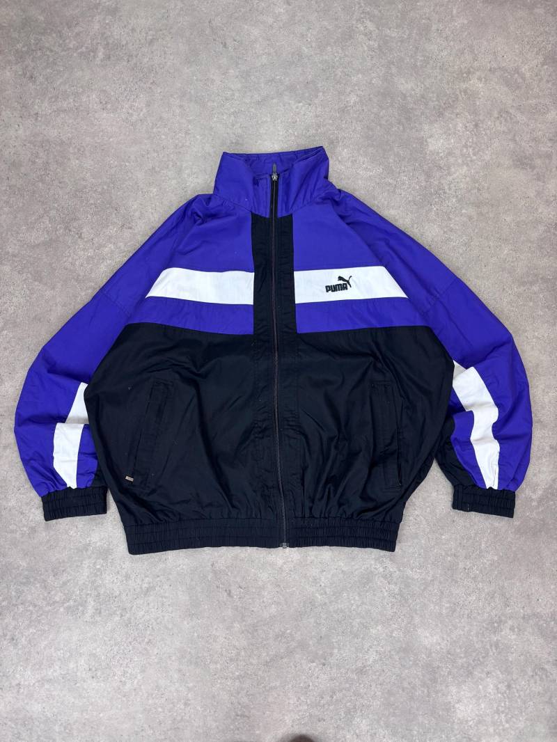 Vintage 90Er Puma Trainingsjacke/90S Track Jacket | Retro Windbreaker Lila Schwarz Weiß Purple Black White Unisex von RegardezVintage