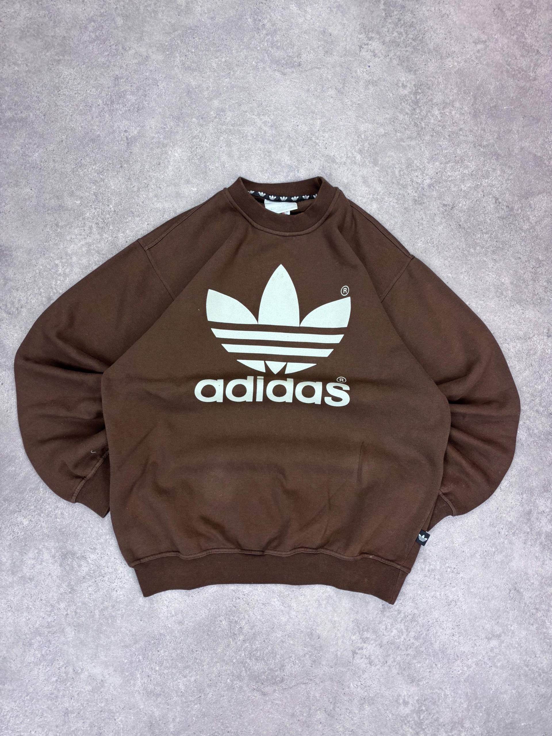 Vintage 90S Adidas Brown Trefoil Sweatshirt | Retro Oversized Crewneck Y2K Streetwear Pullover Unisex Sportswear von RegardezVintage