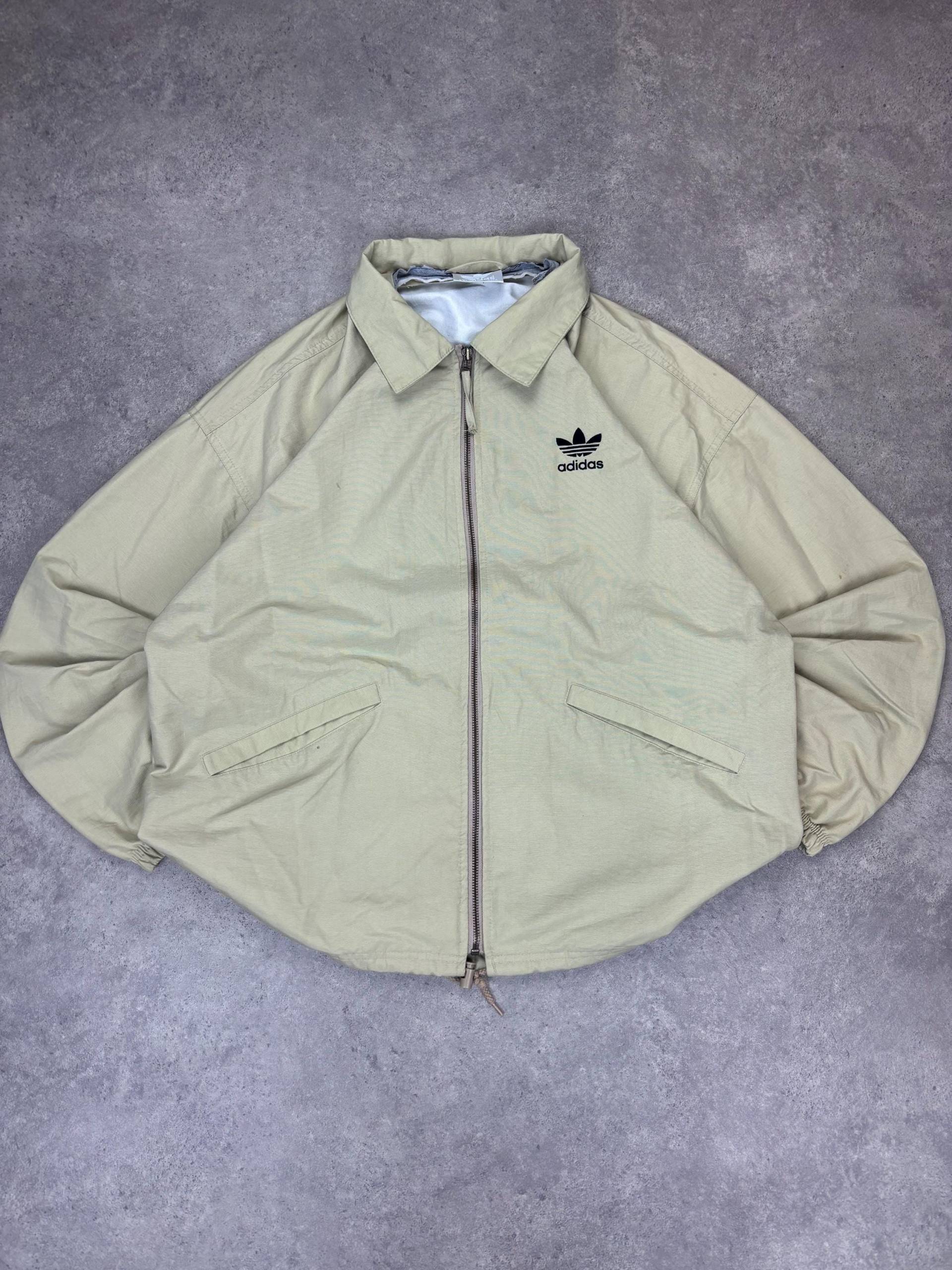 Vintage 90S Adidas Originals Beige Windbreaker Jacket | Trefoil Logo Zip Up Retro Streetwear Sportswear Harrington Style Jacket von RegardezVintage