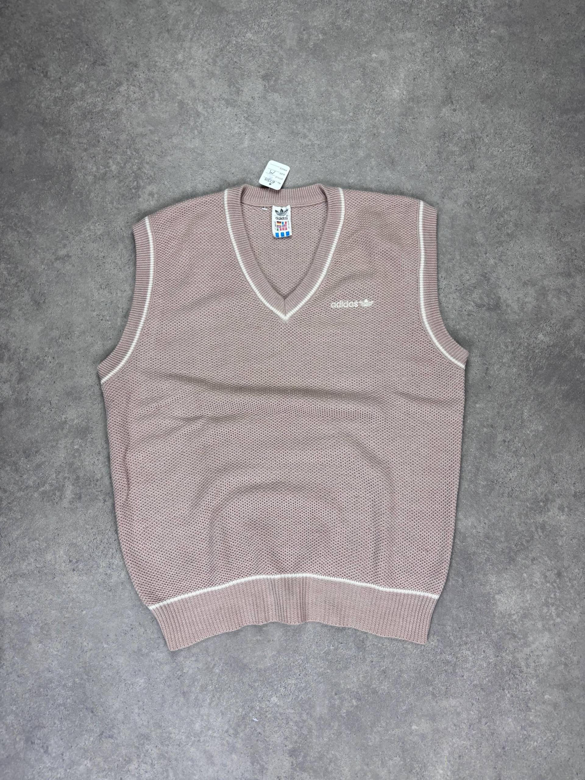Vintage 90S Adidas Strickweste M | Sleeveless Knit Vest in Mauve Retro Sportswear Y2K Style Unisex Streetwear Pullover von RegardezVintage