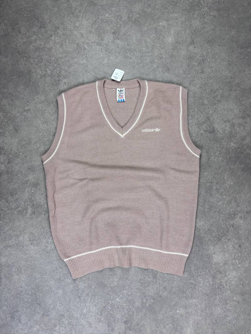 Vintage 90S Adidas Strickweste M | Sleeveless Knit Vest in Mauve Retro Sportswear Y2K Style Unisex Streetwear Pullover von RegardezVintage