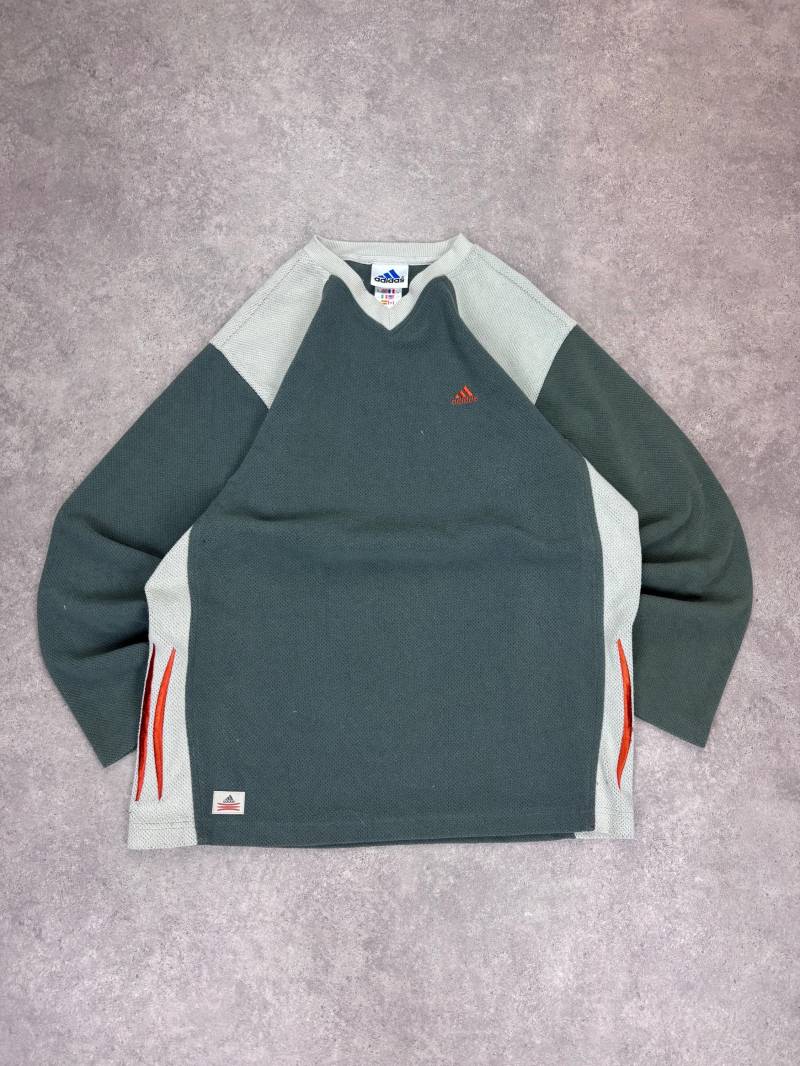 Vintage 90S Adidas Sweatshirt Green Gray Pullover | Retro Y2K Sportswear Unisex Streetwear Crewneck Jumper von RegardezVintage