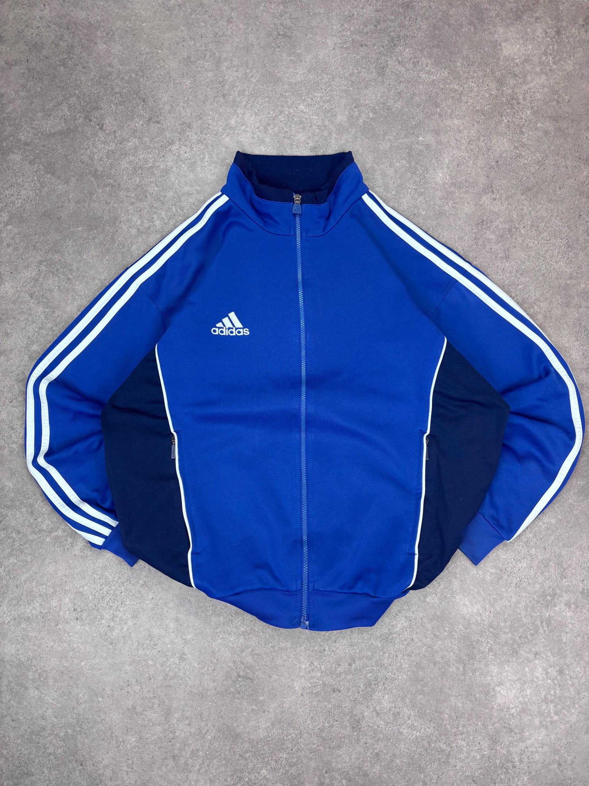 Vintage 90S Adidas Track Jacket Blue White Stripes | Retro Sportswear Zip Up Old School 3-Stripes Windbreaker Y2K Streetwear von RegardezVintage