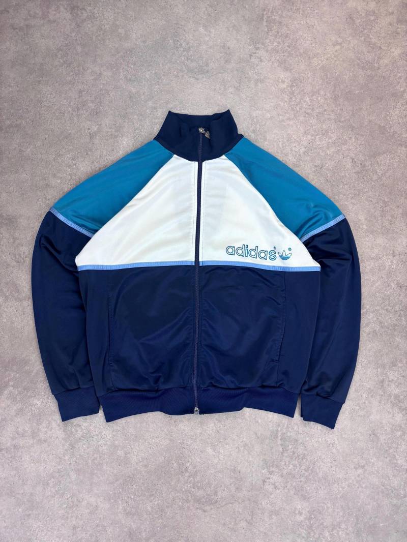 Vintage 90S Adidas Track Jacket | Größe L Retro Sportjacke Blau Weiß Türkis Oldschool Streetwear Unisex von RegardezVintage