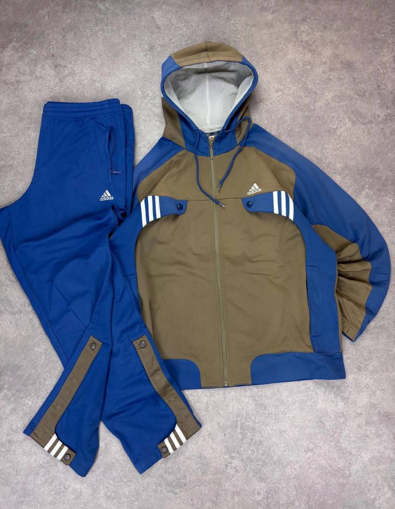 Vintage 90S Adidas Track Suit | Men Two Tone Blue Olive Green Jacket Pants Set Retro Sportswear Streetwear von RegardezVintage