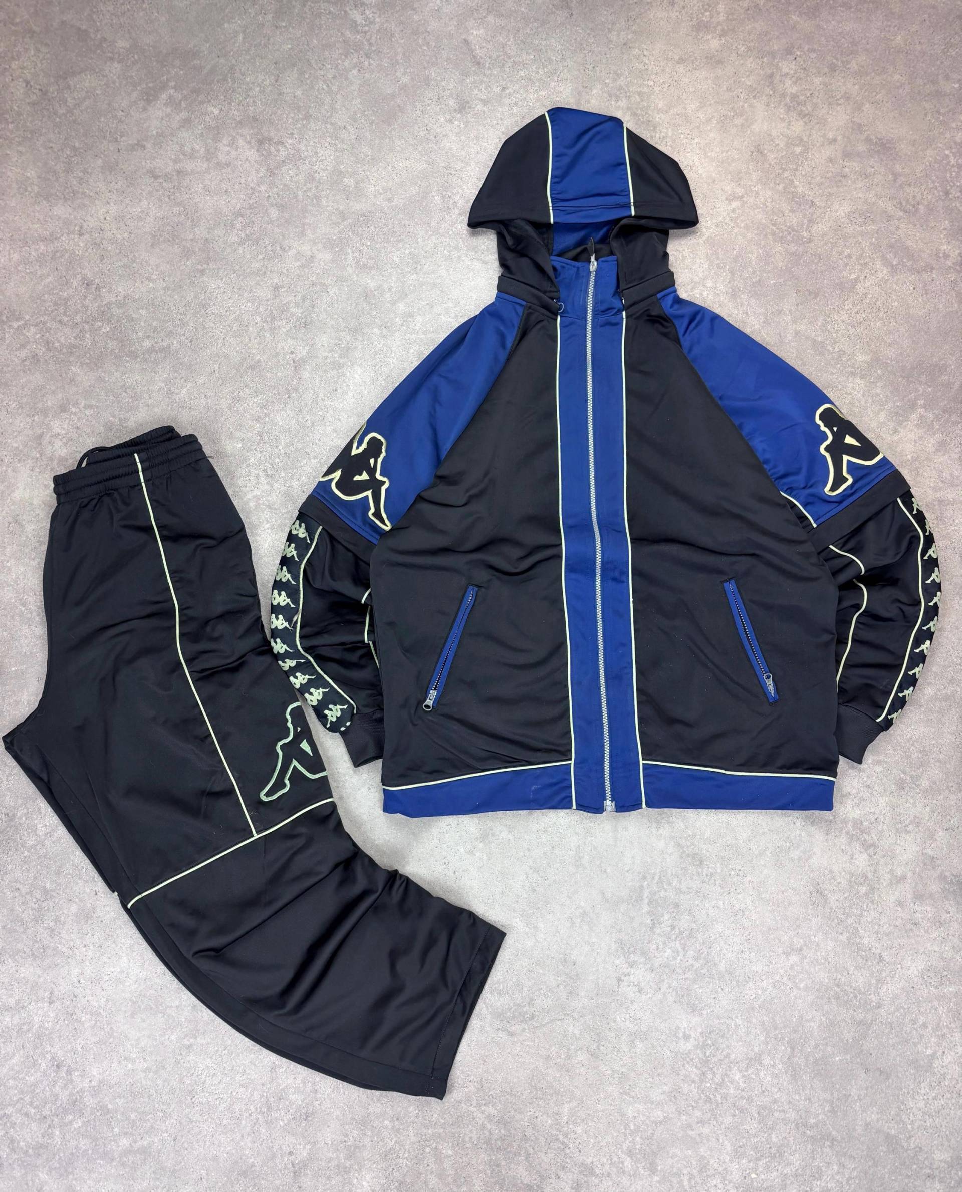 Vintage 90S Kappa Tracksuit Set Black Blue | Men's L Retro Sportswear Jacket & Pants Hip Hop Streetwear Outfit Oldschool Athletic von RegardezVintage