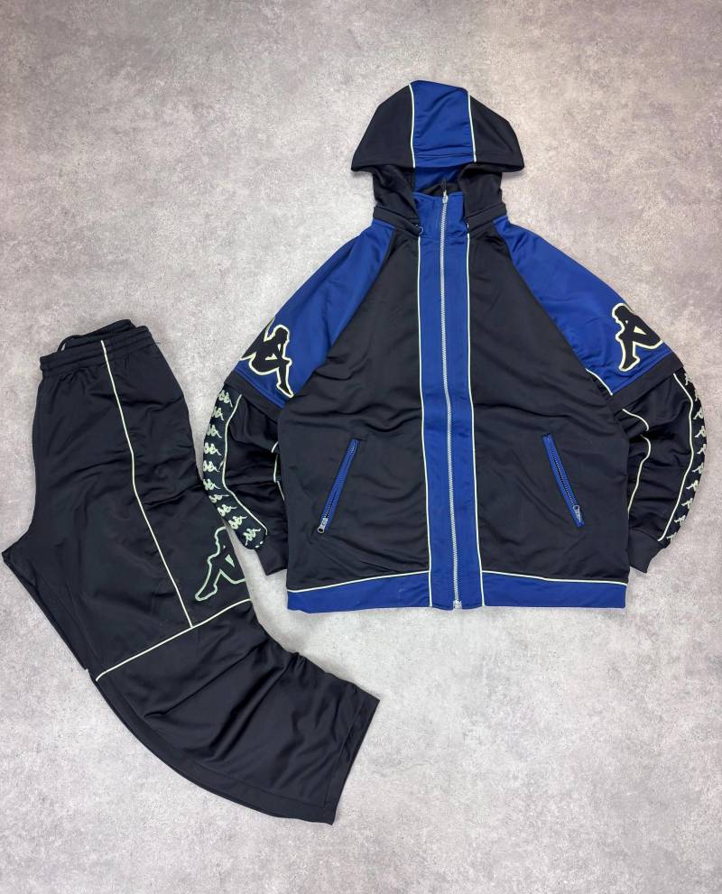 Vintage 90S Kappa Tracksuit Set Black Blue | Men's L Retro Sportswear Jacket & Pants Hip Hop Streetwear Outfit Oldschool Athletic von RegardezVintage