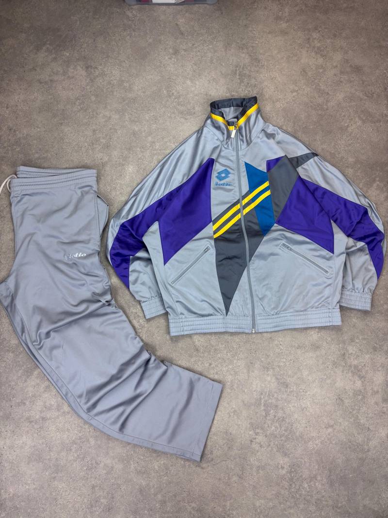 Vintage 90S Lotto Tracksuit Grey Purple Blue | Retro Track Suit Set Oldschool Hip Hop Streetwear Unisex Sportswear Two Piece von RegardezVintage