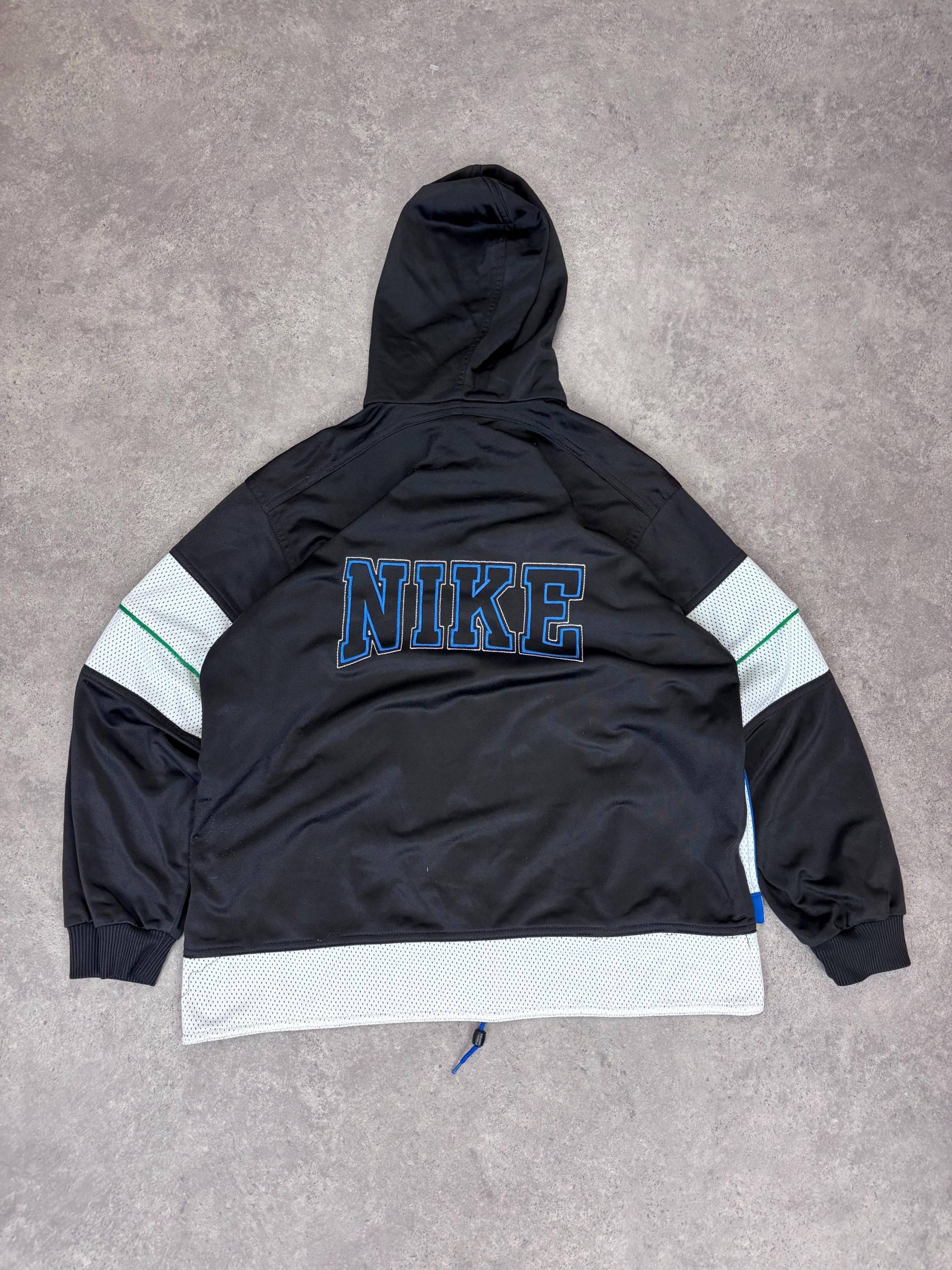 Vintage 90S Nike Hoodie Windbreaker Jacket | Black Mesh Spellout Logo Retro Streetwear Sportswear Hip Hop Size S von RegardezVintage