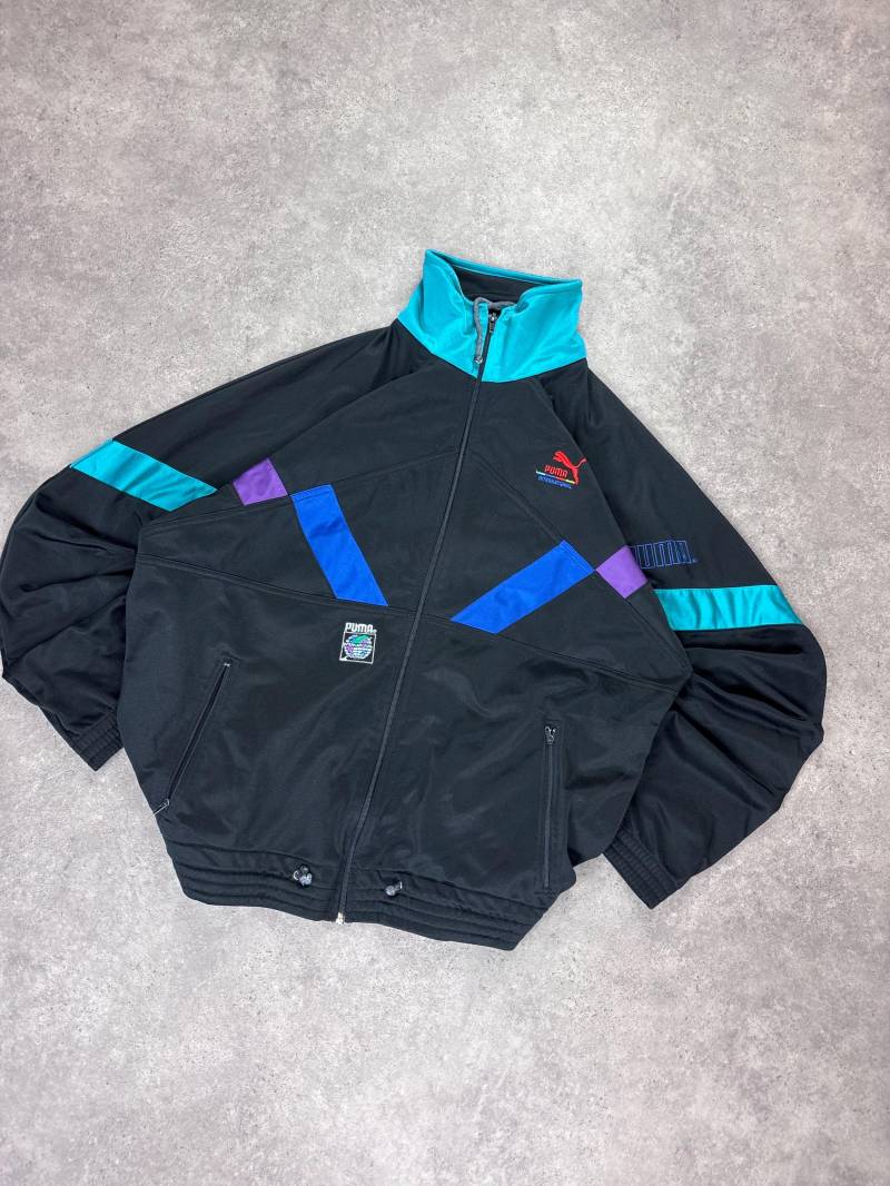 Vintage 90S Puma International Track Jacket |Black Teal Purple Blue Retro Sportswear Windbreaker Vintage 90S Puma International Track Jacket |Black Teal Purple Blue Retro Sportswear Windbreaker von RegardezVintage