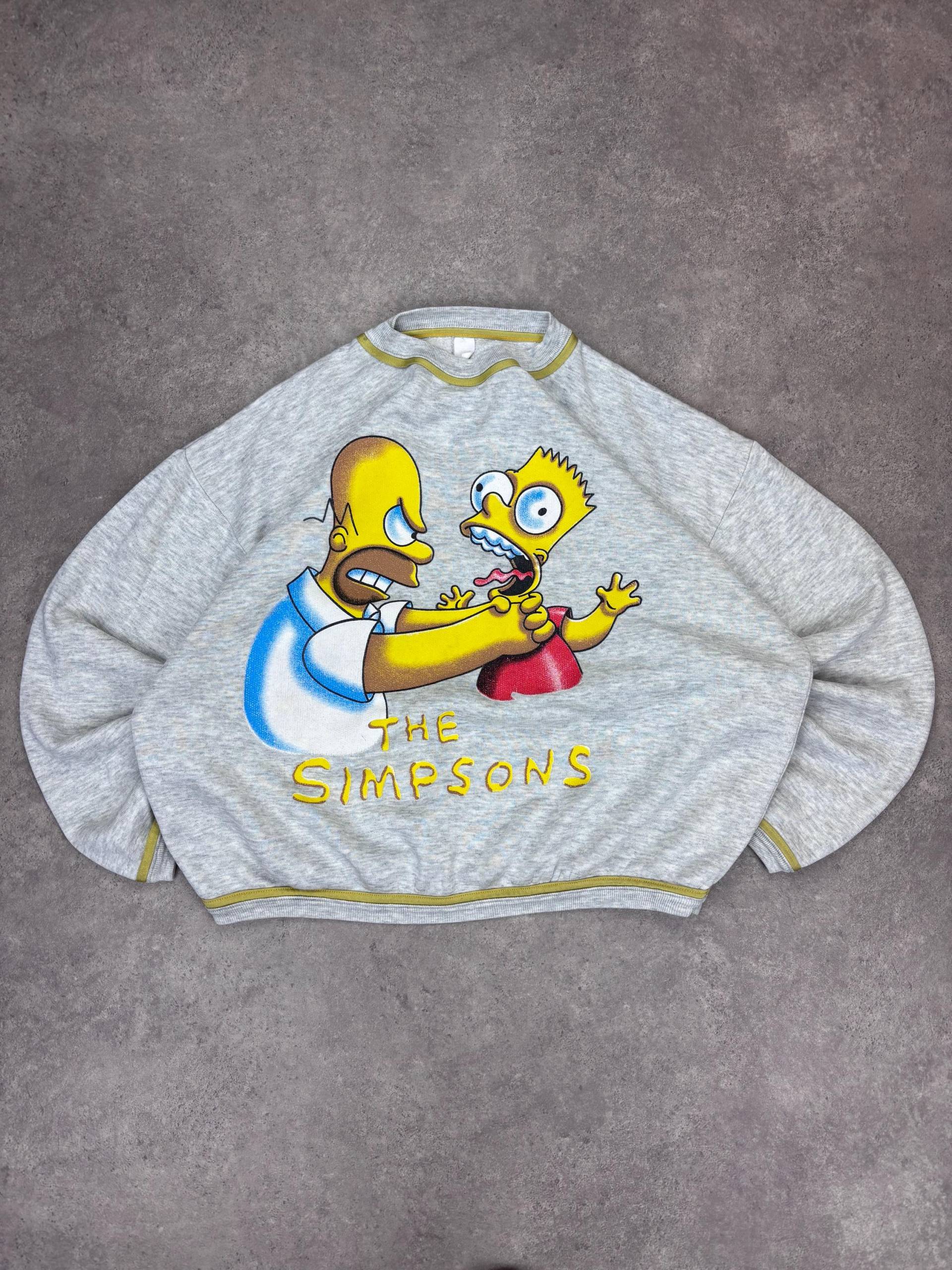 Vintage 90S The Simpsons Sweatshirt | Homer & Bart Graphic Crewneck Retro Cartoon Pullover Unisex Gray Sweater Funny Nostalgic Shirt von RegardezVintage
