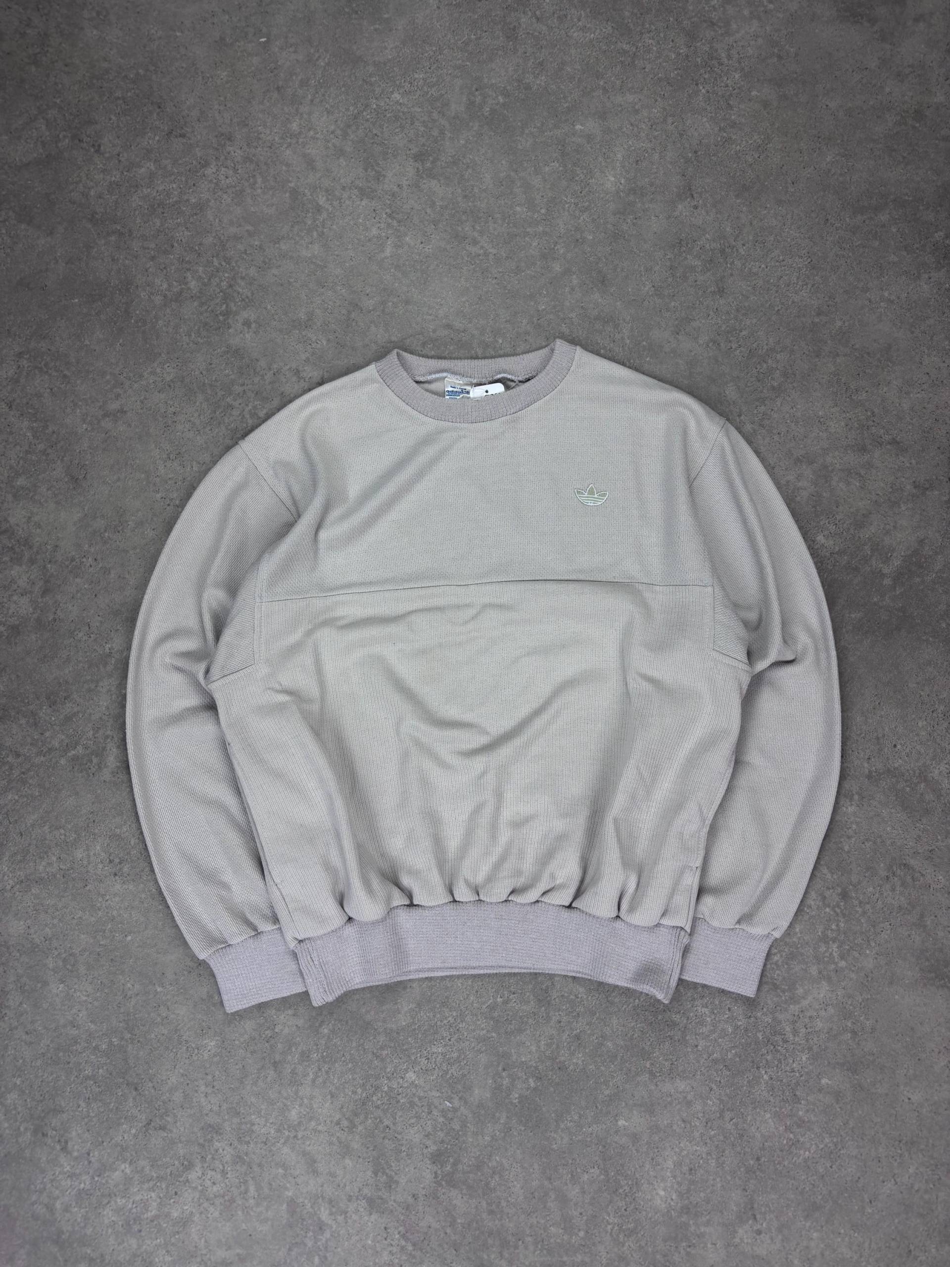 Vintage Adidas Sweatshirt 70Er | Grau Pullover Mit Logo Rare 1973 Originals Crewneck Retro Sport Style Größe M von RegardezVintage