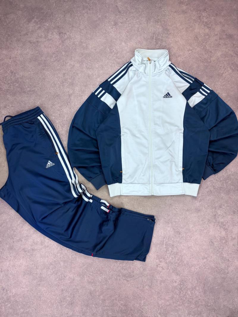 Vintage Adidas Tracksuit 2000S Navy White Size S | Y2K Retro Sportswear Classic 3-Stripe Jacket &amp; Track Pants Set Unisex Streetwear von RegardezVintage