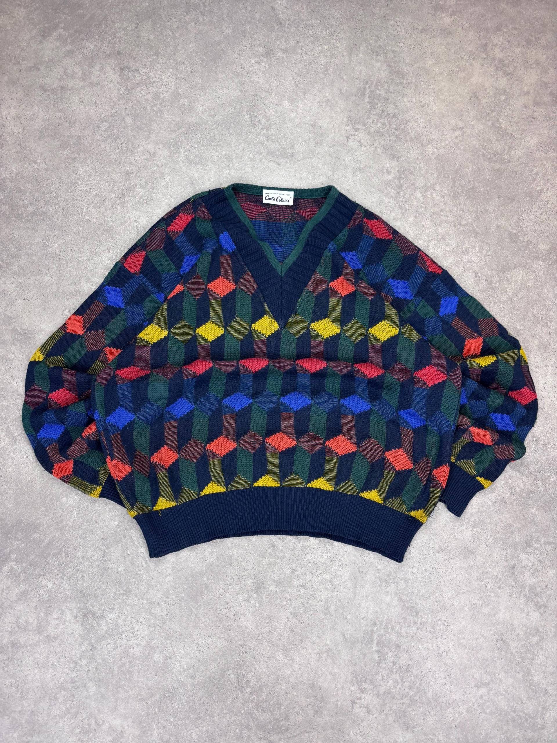 Vintage Carlo Colucci Sweater Made in Germany | 80S 90S Geometric Knit Jumper Colorful Abstract Pattern Pullover Retro Designer Vintage Carlo Colucci Sweater Made in Germany | 80S 90S Geometric Knit Jumper Colorful Abstract Pattern Pullover Retro Designer von RegardezVintage