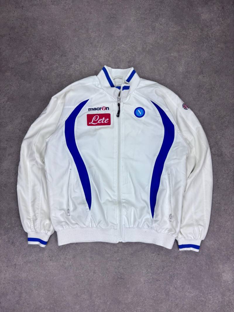 Vintage Macron Napoli Track Jacket | Weiß Blau 2000Er Retro Sportjacke Ssc Trainingsjacke Unisex Größe S von RegardezVintage