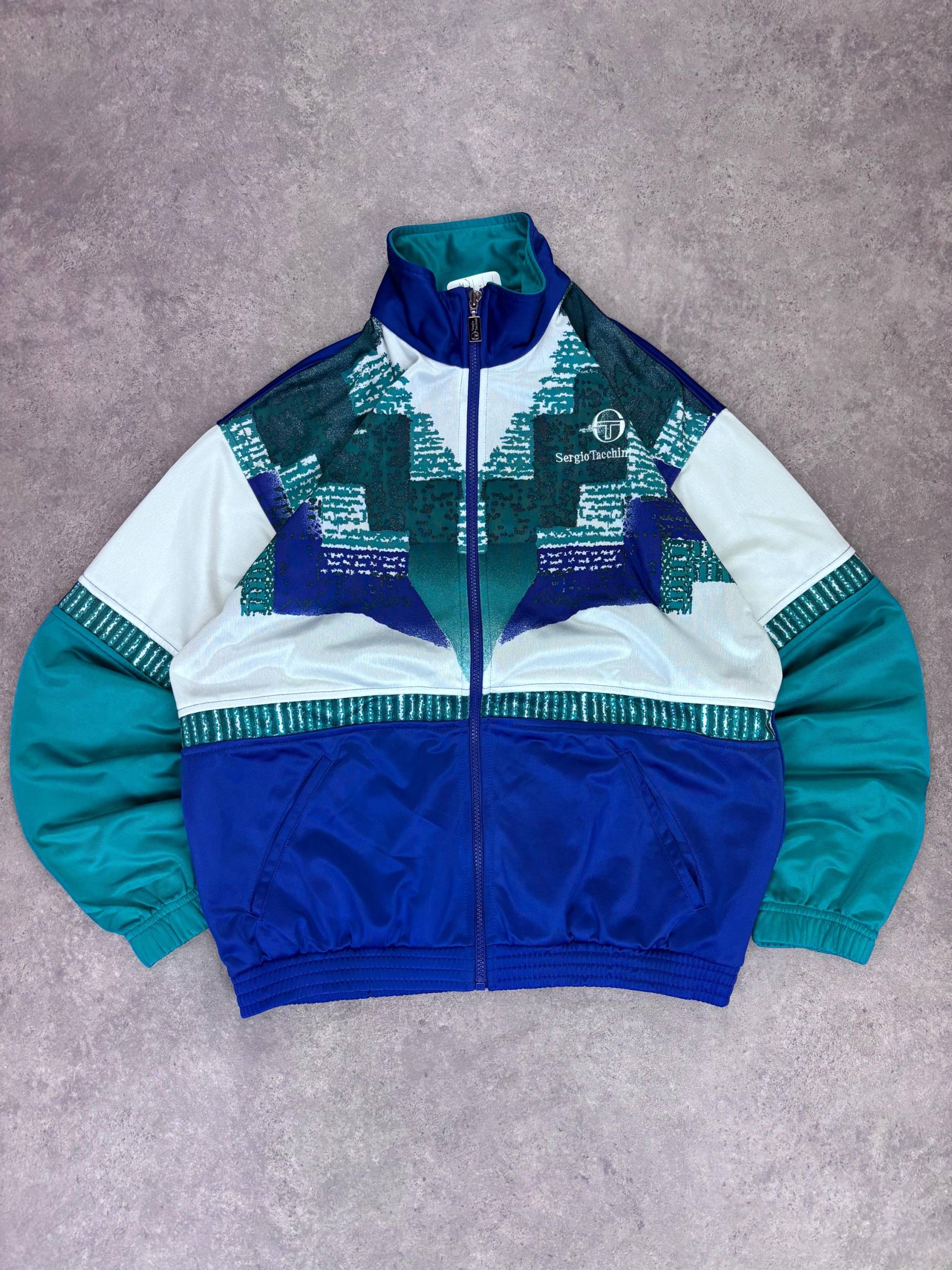Vintage Sergio Tacchini 90S Track Jacket M | Retro Colorblock Windbreaker Sportswear Unisex von RegardezVintage
