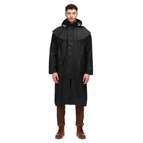 Regatta Herren Professional Mens Cranbrook Longline Lightweight Wax Jacket Wachsjacke, Schwarz, M von Regatta