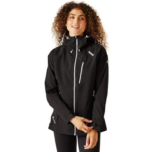 Regatta Damen Birchdale Chaquetta Isotex Con Capucha, Transpirable Y Impermeable Parka, schwarz (weiß), 50 EU von Regatta