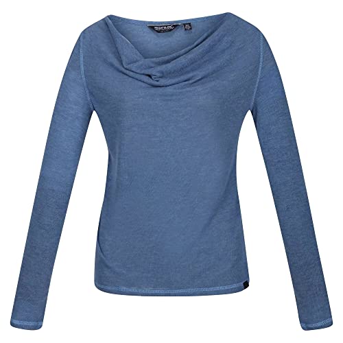 Regatta Damen Frayda Leichtes Langarmshirt in Wolloptik, Wasserfallkragen, langärmelig T-Shirt, Slate Blue, 42 von Regatta