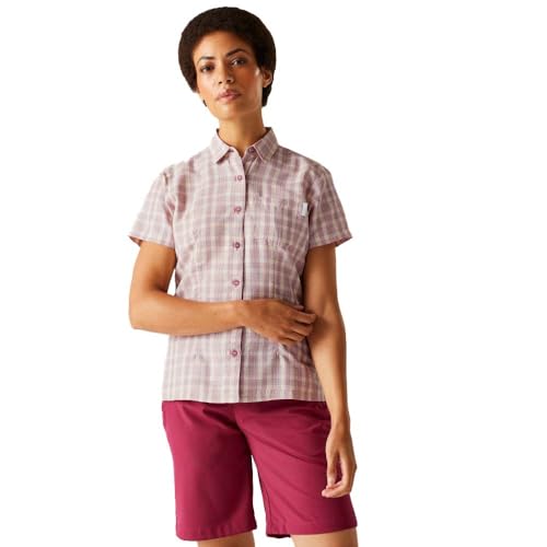 Regatta Damen Funktionsbluse Bluse Wanderbluse Mindano VIII, Farbe:Lila, Artikel:-4AM Lilas Check, Größe:40 von Regatta