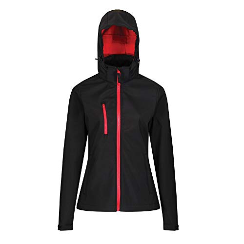 Regatta Professional Damen Women's Venturer 3-Layer Printable Hooded Softshell Jacket Jacke, Schwarz (klassisches Rot), 40 von Regatta Professional
