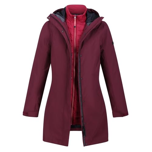 Regatta Denbury IV 3 in 1 Doppeljacke | Outdoorjacke für Damen wasserdicht, Farbe:Weinrot, Größe:48 von Regatta