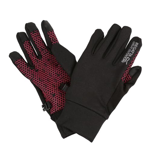 Regatta Grippy II Handschuhe für kaltes Wetter, Unisex, für Kinder, Schwarz/Neonrosa, 11-13 Jahre von Regatta