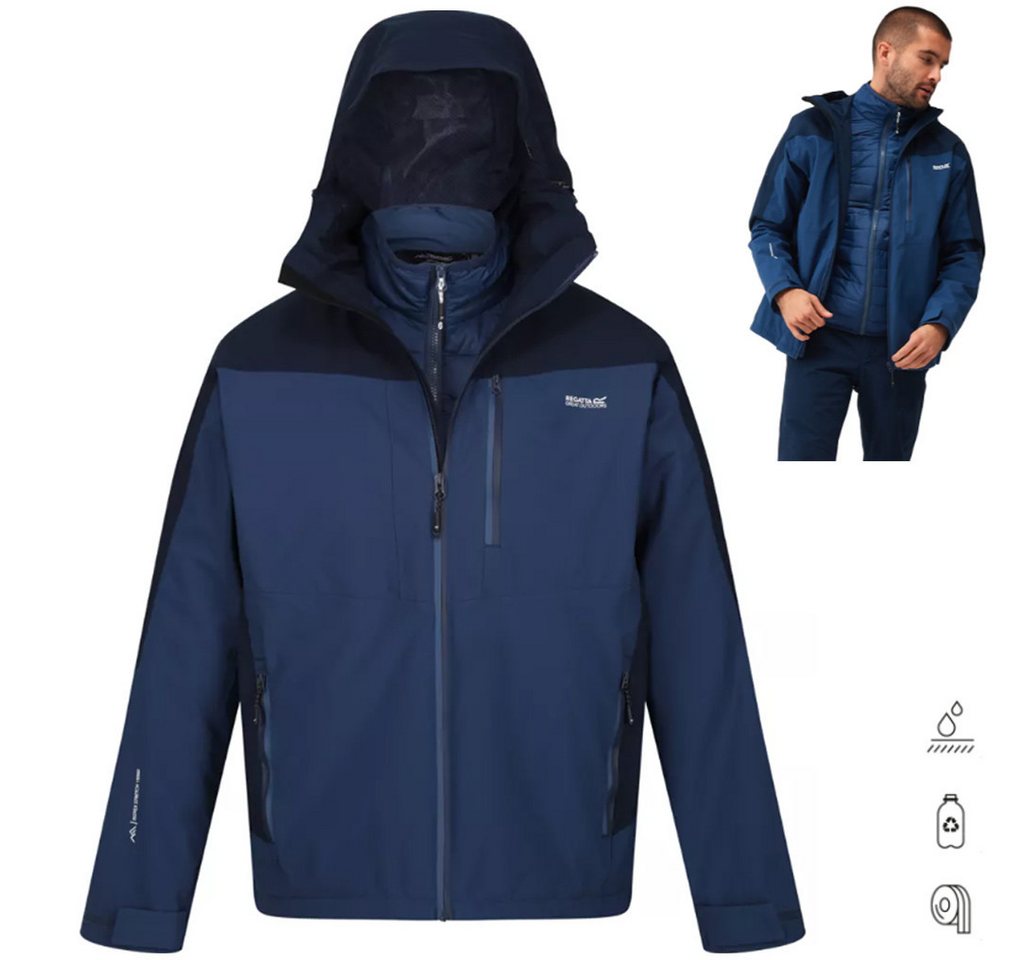 Regatta Hardshelljacke Regatta - wasserdichte Herren Funktionsjacke 3in1 Regenjacke, navy von Regatta