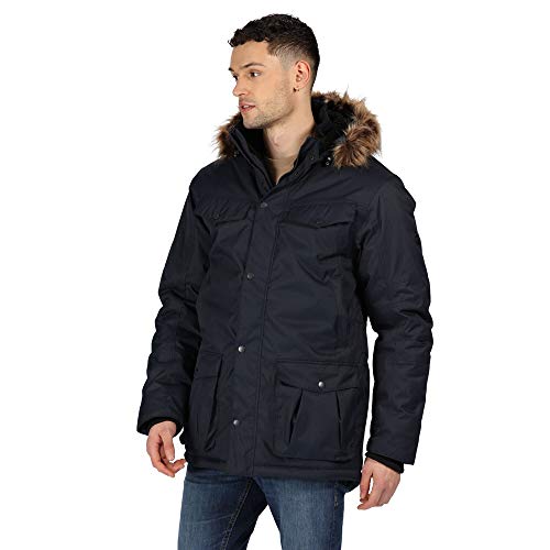 Regatta Herren Adair Waterproof Breathable Taped Seams Insulated Taffeta Lining Hooded Jackets Jacke, Navy, S von Regatta