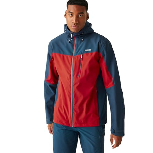 Regatta Herren Jacke Funktionsjacke Outdoorjacke Regenjacke Birchdale, Farbe:Mehrfarbig, Artikel:-PWE Danger red/Moonlight Denim, Größe:L von Regatta