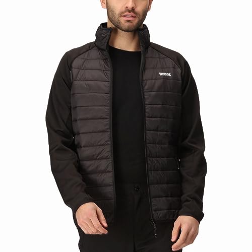 Regatta Herren Hybrid-Jacke mit durchgehendem Reißverschluss Gepolsterter Mantel, Schwarz, XXL von Regatta