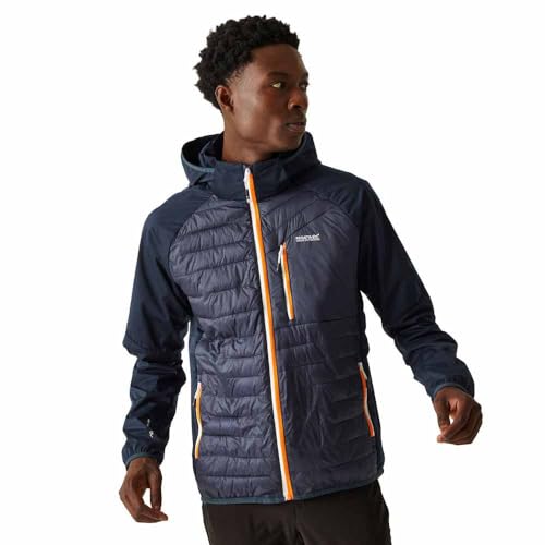 Regatta Herren Men's Andreson Jacket Pro Hybrid Leichte Kapuzenjacke mit durchgehendem Reißverschluss, Navy(Persimmon), XXL von Regatta