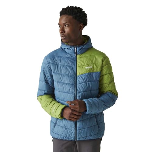Regatta Herren Men's Hooded Jacket HillPack II Packaway Kapuzenjacke, wattiert, Marokkanisches Blau, Piquantgrün, M Regatta Herren Men's Hooded Jacket HillPack II Packaway Kapuzenjacke, wattiert, Marokkanisches Blau, Piquantgrün, M von Regatta