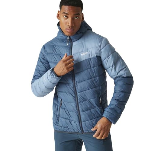 Regatta Herren Men's Hooded Jacket HillPack II Packaway Wattierte Jacke mit Kapuze, Moonlight Denim/Coronet Blue, XXL von Regatta